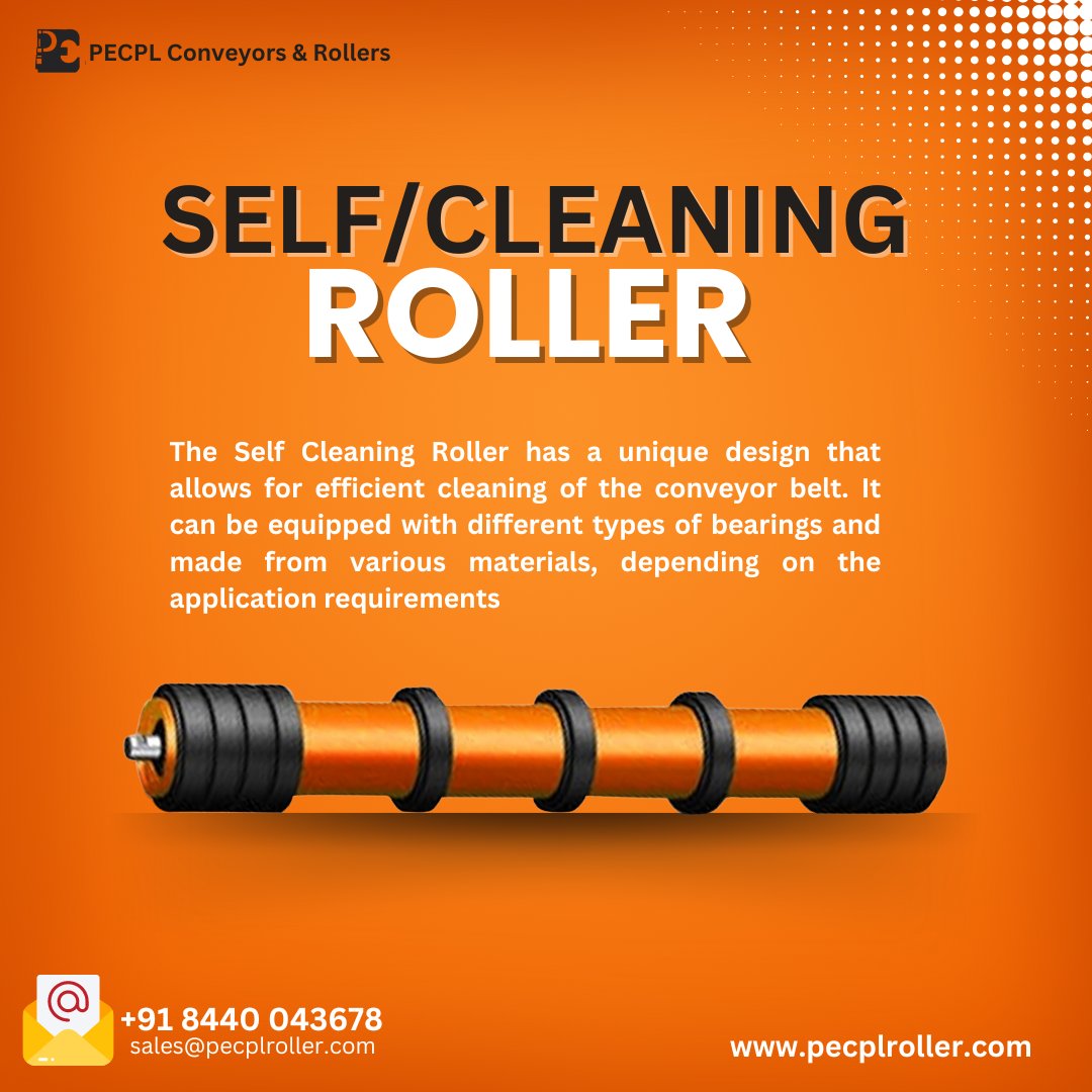 The Self Cleaning Roller can be made from various materials such as steel, stainless steel, PVC, or polyurethane . VISIT OUR WEBSITE: pecplrollers.com contact us : 91 8440043678 Or Sales@pecplrollers.com