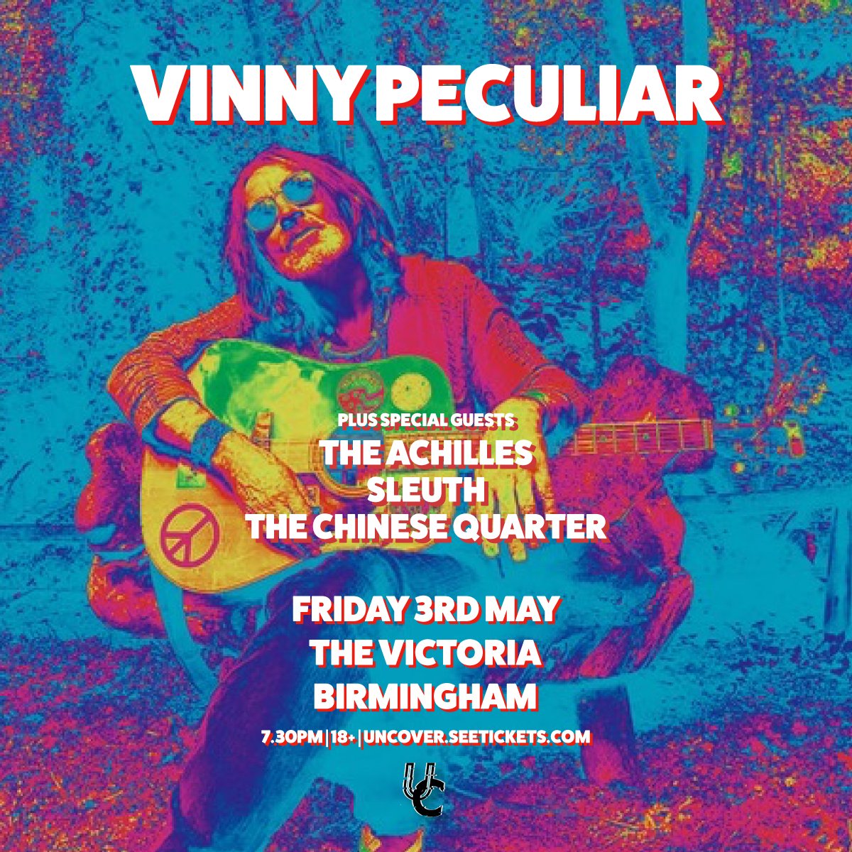 ONE MONTH TO GO 💙 @vinnypeculiar headlines @TheVictoria, Birmingham, on Friday, 3rd May, with special guests The Achilles, Sleuth and The Chinese Quarter 💥 Tickets on sale now: bit.ly/3QJ46Mz