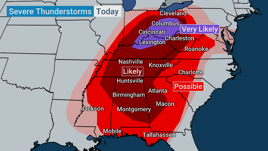 It’s a day to be weather aware! Stay with us for live updates on air or on our TV app as we track dangerous storms impacting millions on Tuesday. Tag a friend that lives in any of these areas to remind them too⬇️