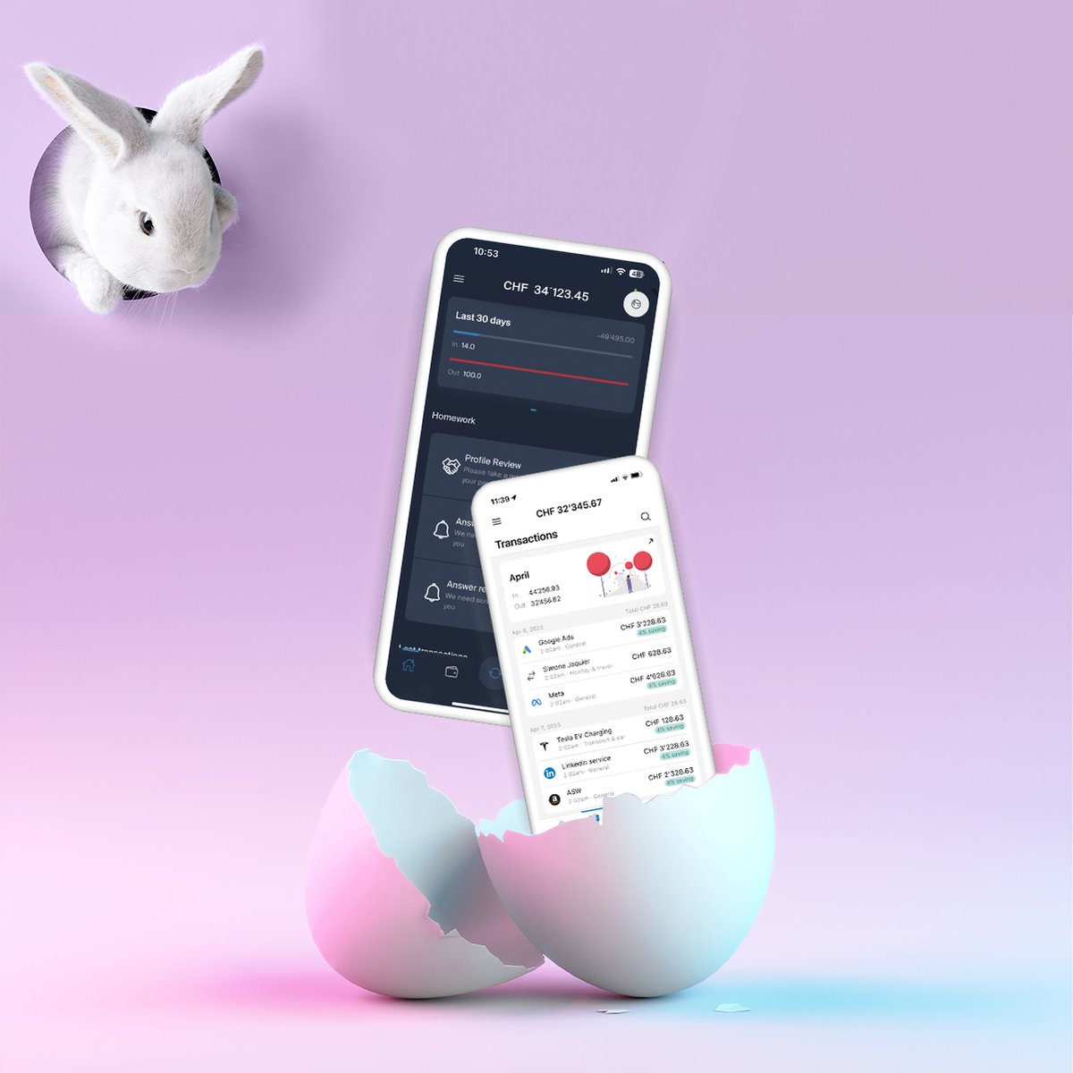 The Easter weekend is over 🙄

The new design of our app remains. Have you already updated? 🤓

Are you team «light» or «dark» mode?

#yapeal #fintech #app #ux #easter