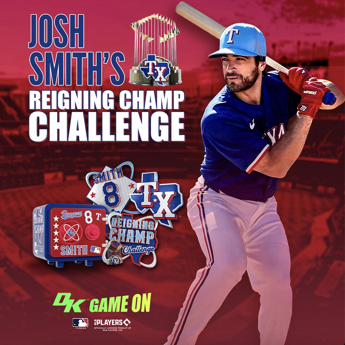 Josh Smith (@josh_smith8) & the Texas Rangers won it all in 2023 🏆 Now, it’s your turn to be a champion in Josh Smith’s Reigning Champ Challenge! Build up your swing count for a chance to win a Josh Smith signed baseball. No bat sensor is required, so download the DK App & get…