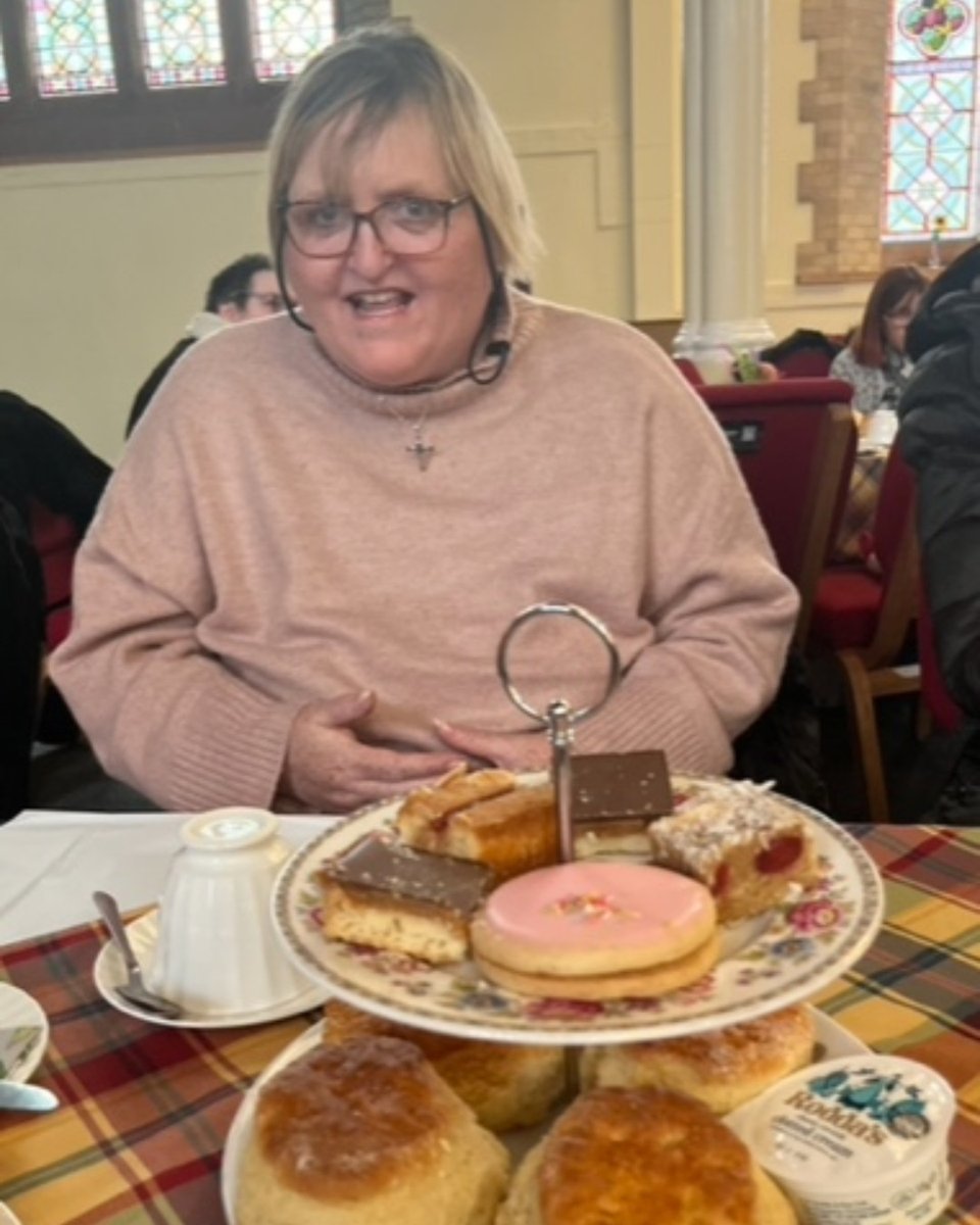 Ashley, from our Lagan Supported Living Service in Belfast, was supported to attend an Easter afternoon tea party at her church. She had a lovely time. #AchievingDreams #TransformingLives #positivefuturesni