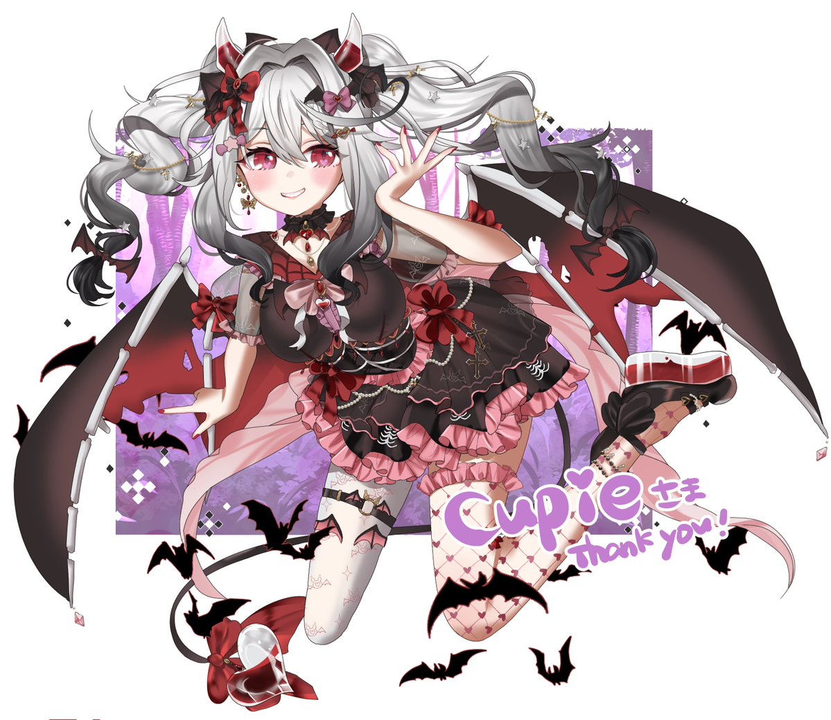 CupieVT's tweet photo. Wanna go cause some chaos?🎀🦇
🎨@/horisso
#Cupidsbite https://t.co/MUSyVixZoW