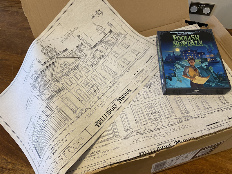 inklingwood's tweet photo. The first of the paper documents for the Foolish Mortals #bigbox has arrived! Blueprints of Bellemore Manor! #pointandclick #adventuregames #indiedev #feelies https://t.co/sNXEGI6G7o