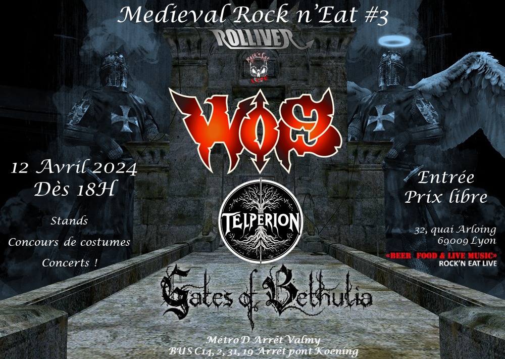 ROLLIVER5's tweet image. Le résumé du mois d'Avril : 

- Le 12 : Medieval Rock n'Eat #3

- Le 17 : KamiKrazy, Iceland et Debarulers au ROCK N EAT

- Le 19 : Coaster Blast, Darwells et Firebreath au Toï Toï, organisé par Mediatone

#concerts #festivals #lyon #medieval #metal #rock