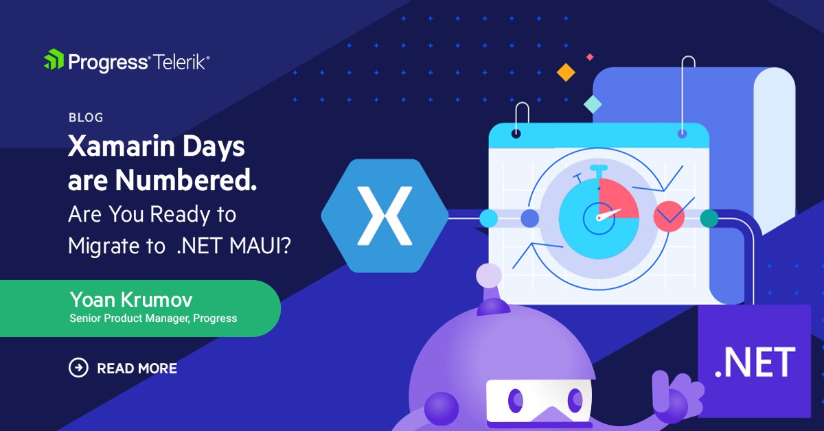 If you are a Xamarin dev, maybe it's time to look at a migration to .NET MAUI. You've probably heard that end of support for Xamarin is May 1, 2024 but...what does that mean for your apps? What's next? Explore the new opportunities .NET MAUI brings: prgress.co/3J2JgUU