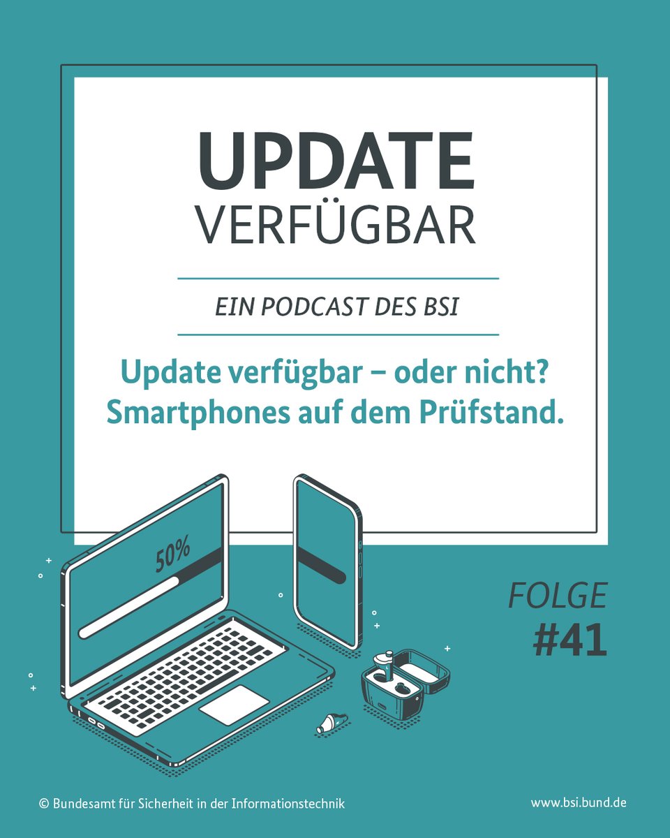 BSI_Bund's tweet image. Wie wichtig sind Updates fürs #Handy und wie sicher ist ein Gerät, für das es keine Fehlerbehebung mehr gibt? #UpdateVerfügbar bietet Orientierung und gibt Tipps rund um das #Smartphone. #Update garantiert! Reinhören könnt ihr zum Beispiel hier: open.spotify.com/episode/6HAbBX…