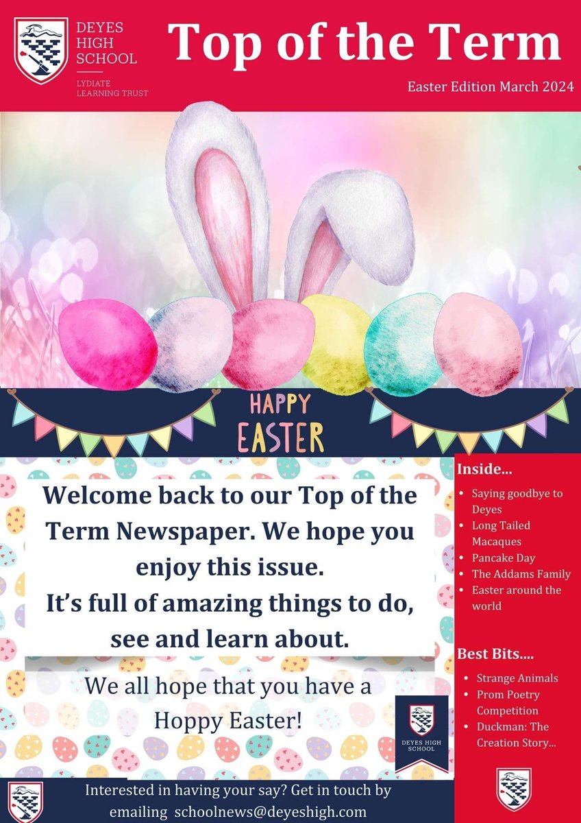 Our Easter issue of Top of the Term, created by student journalists, is out now. We hope you enjoy the issue which is full of amazing things to do, see and learn about. 🐇 🐣 🥚 👉 buff.ly/4afpBwT