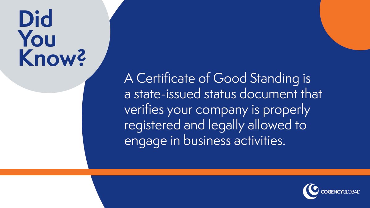 CogencyGlobal's tweet image. #TipTuesday 

Follow the link below for our tips on how to remain in #GoodStanding and ultimately how to obtain a Certificate of Good Standing. 

bit.ly/4ah1tKm

#DidYouKnow
