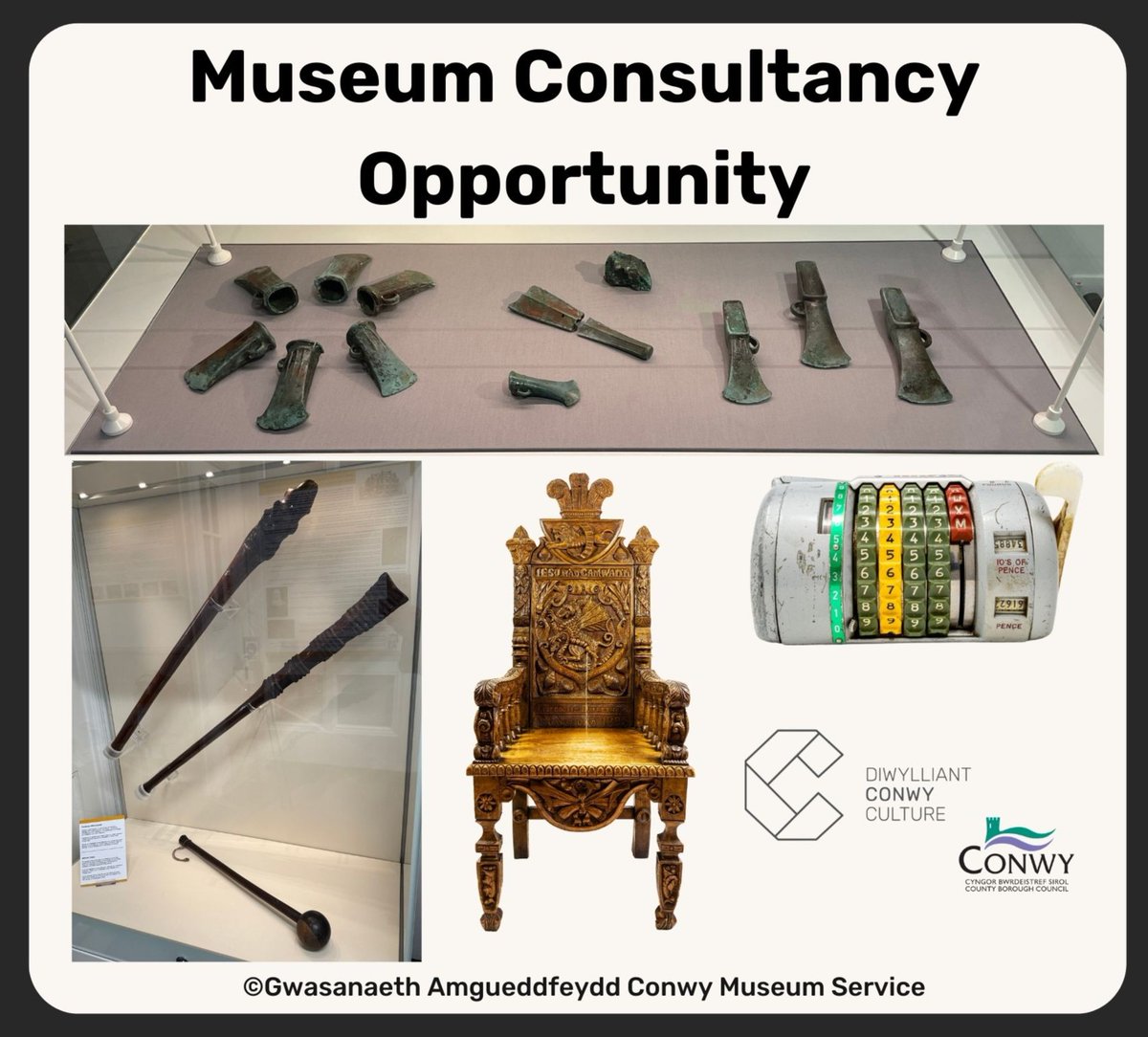 Conwy Museum Service has a Museum Consultancy opportunity available A reminder that the deadline to apply for this opportunity is 12pm on Tuesday 9th April 📝⌛ For more information please visit: bit.ly/3VruBKe #Museums #Conwy #NorthWales