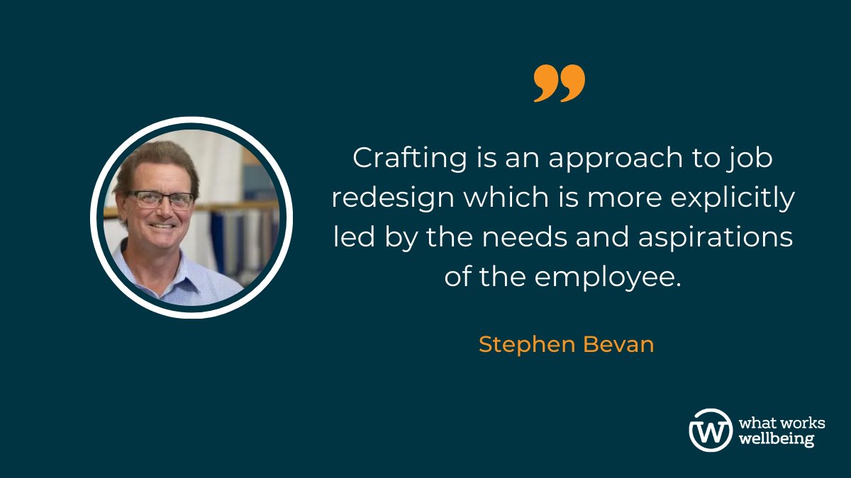 Workplace #wellbeing - can job crafting help? 

Stephen Bevan, a Principal Associate from <a href="/EmploymtStudies/">Institute for Employment Studies</a>, talks about the difference job crafting can make in the workplace, drawing on his expertise &amp; personal experience working with a terminal illness. whatworkswellbeing.org/blog/work-and-…