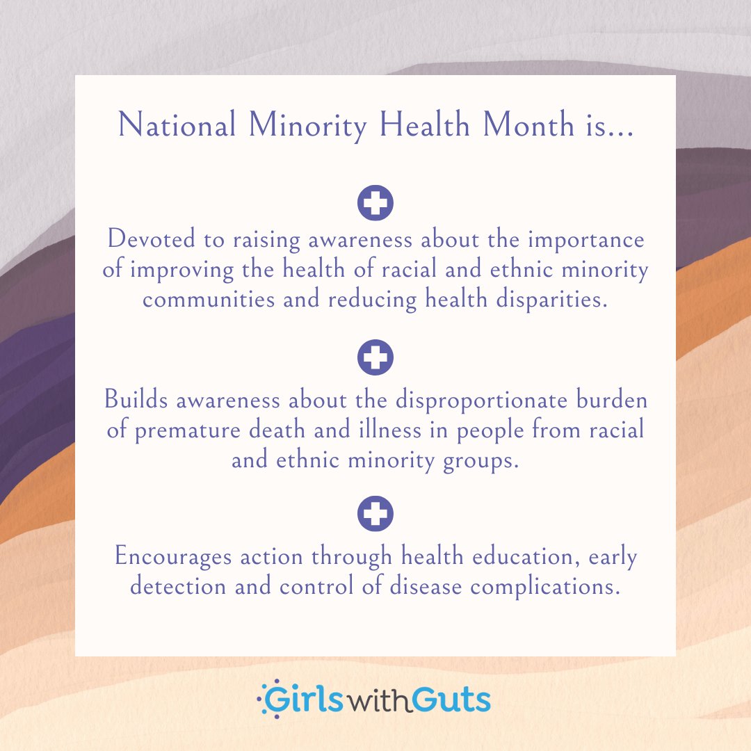 April is National Minority Health Month! In #IBD and #ostomy care, disparate outcomes and inequities disproportionately negatively impact minority populations. Learn more about National Minority Health Month here: fda.gov/consumers/mino…