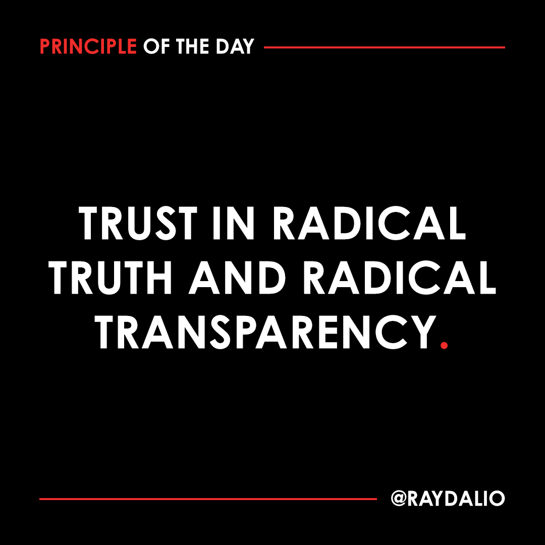RayDalio's tweet photo. Understanding what is true is essential for success, and being radically transparent about everything, including mistakes and weaknesses, helps create the understanding that leads to improvements. #principleoftheday https://t.co/P5rxw2tmBb