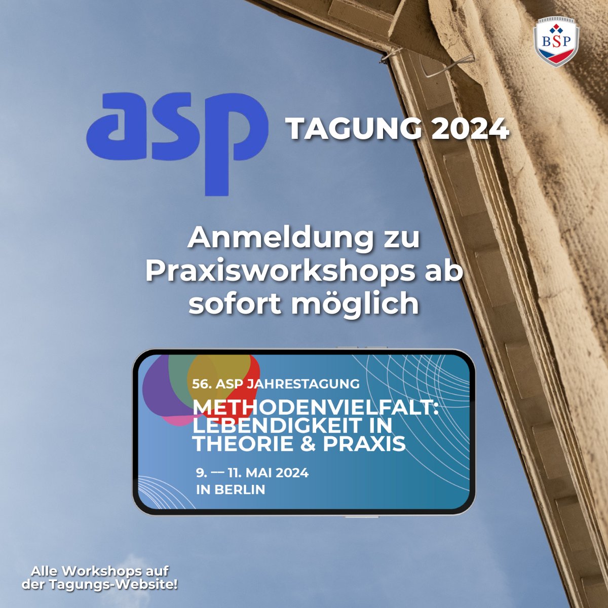 ‼️ Anmeldungen zu den Praxisworkshops im Rahmen der asp-Tagung 2024 sind ab sofort möglich! Zuvor bedarf es einer verbindlichen Anmeldung zur Haupttagung. Wir freuen uns darauf, Sie vom 9. bis 11. Mai an der BSP begrüßen zu können! ➡️ asp-tagung.de/praxisworkshop/. @asp_sportpsycho