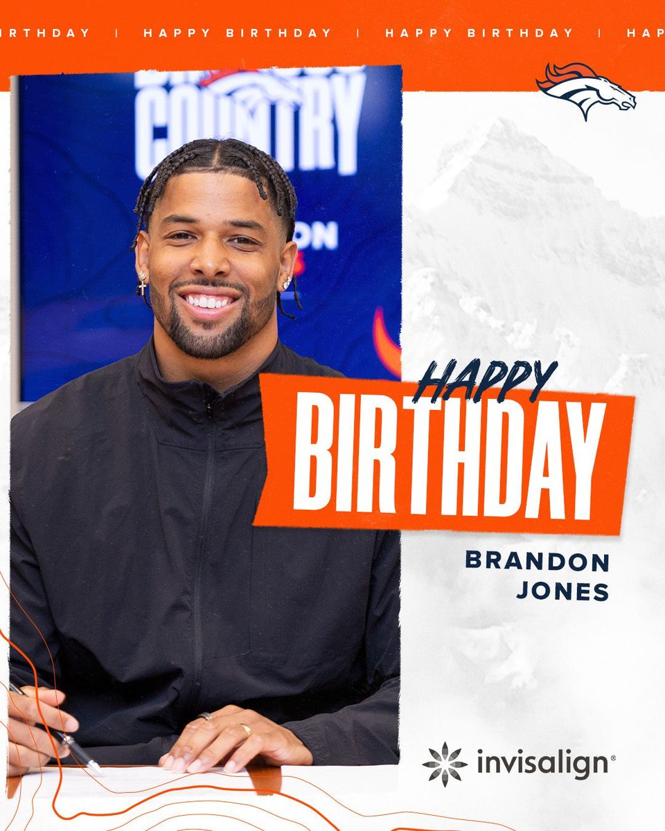Denver Broncos (@broncos) on Twitter photo Happy birthday to one of our new Broncos!
RT to help us wish <a href="/BlessedJones33/">Brandon Jones</a> a good one. 🥳 Happy birthday to one of our new Broncos!
RT to help us wish <a href="/BlessedJones33/">Brandon Jones</a> a good one. 🥳