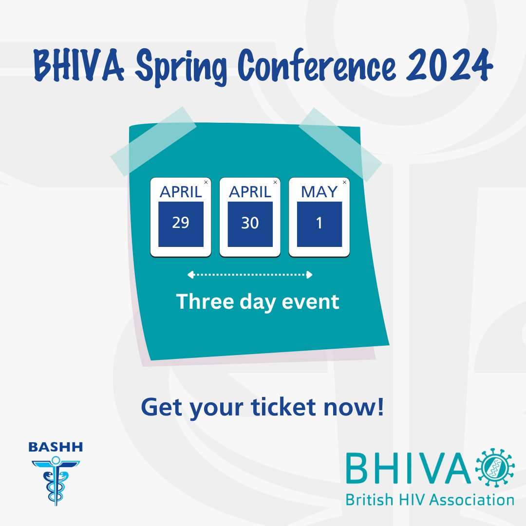 The @BritishHIVAssoc Spring Conference is fast approaching ⏰ You can still buy your tickets to attend the event. For more information ➡️ bit.ly/3v7NOpC