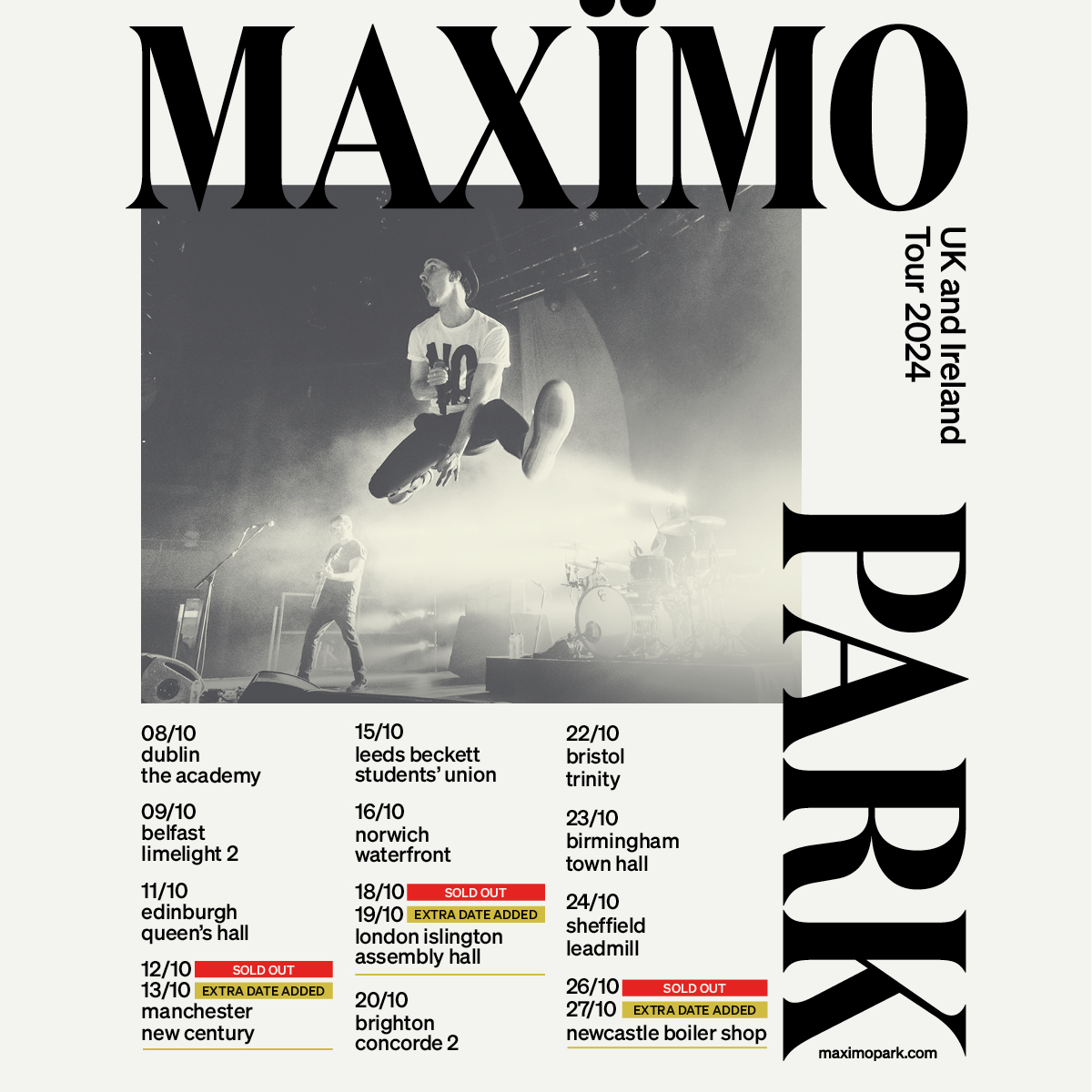 LOW TICKET WARNING @maximopark - Sat 19 Oct Don't miss Maximo Park this October. The first night is sold out and there are only a handful of tickets left for the second date. Grab your tickets before they're gone! orlo.uk/nZkuk