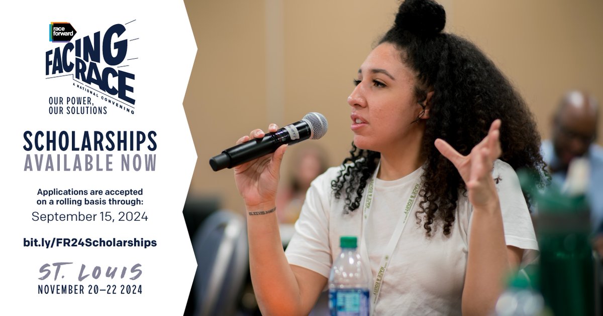 Think you can't afford to attend #FacingRace? We offer scholarships that cover full or partial registration. Now accepting applications on a rolling basis through Sept 15. See if you qualify! bit.ly/FR24Scholarshi…