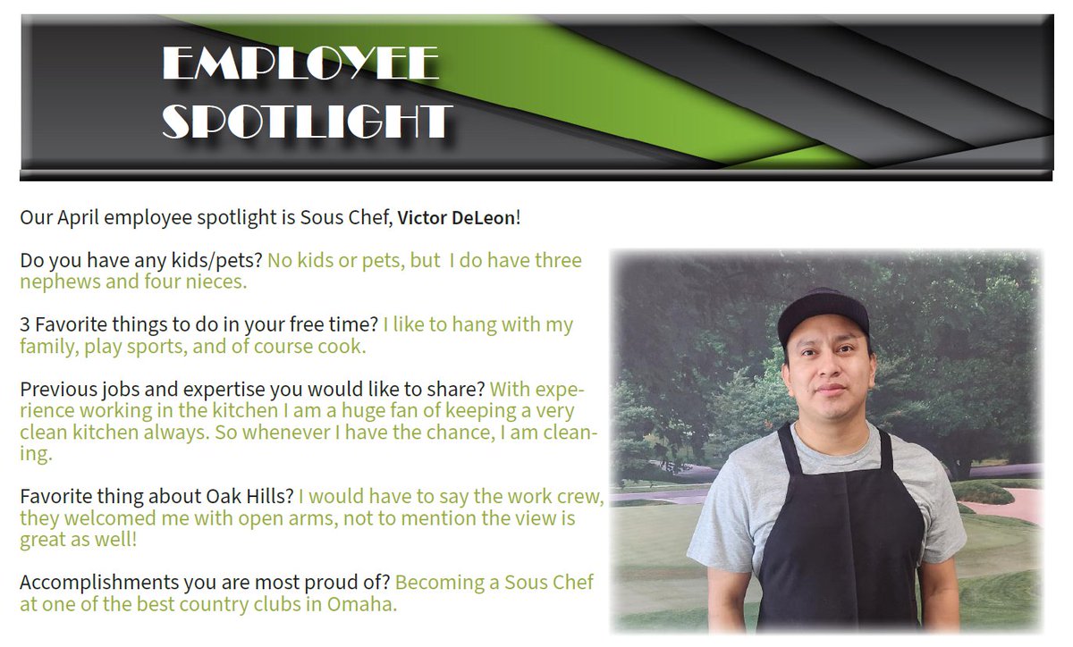 Our April #employeespotlight is Sous Chef, Victor DeLeon!