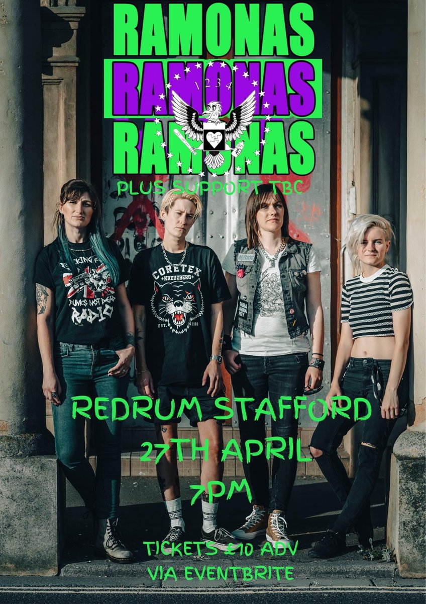 New Show! We’re delighted to be returning to Redrum in Stafford on April 27th! Tickets now on sale at eventbrite.co.uk/e/the-ramonas-…