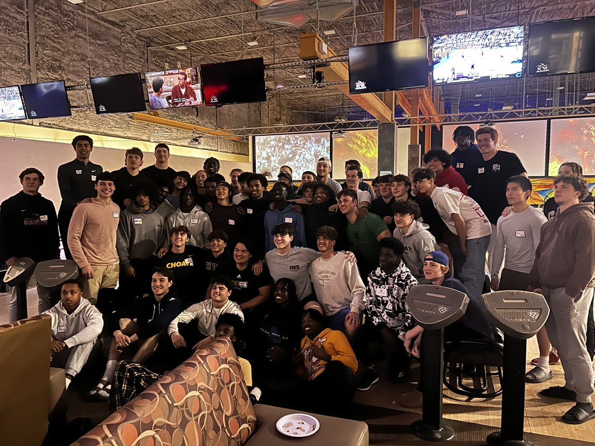 Always fun to watch the team welcome newly accepted student athletes. This is how teams are built and lifelong friendships are made. #Team125 #choatefootball #bowling