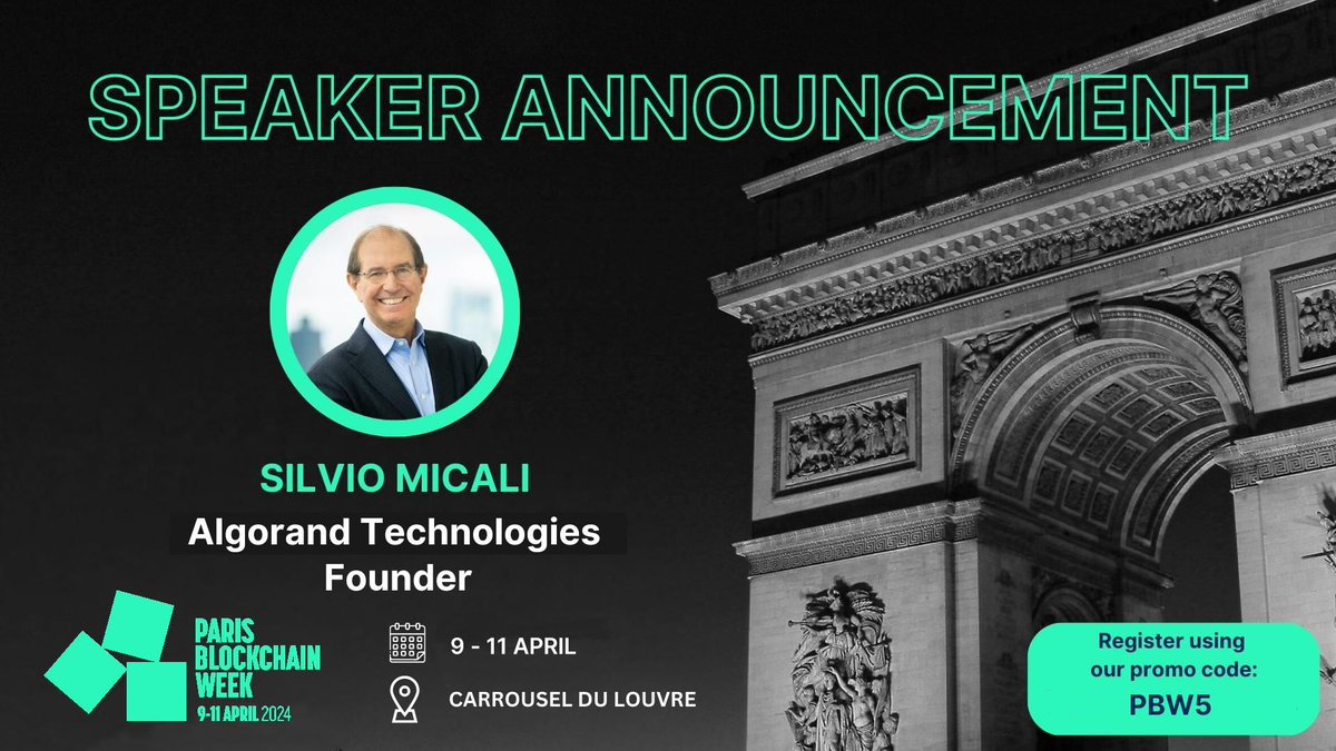 Our Founder @SilvioMicali will be on the main stage at @ParisBlockWeek on April 10th at 4:20 pm CET. Secure your tickets: parisblockchainweek.com/tickets