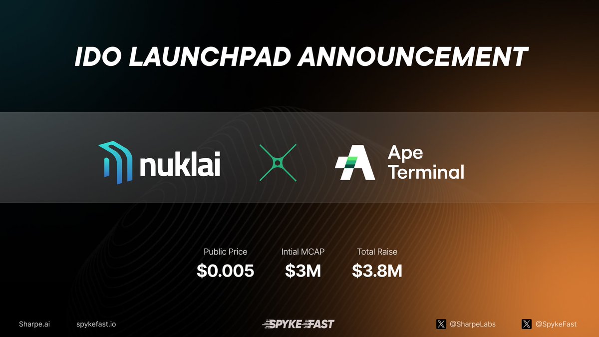 The $NAI #IDO is on the horizon! 🎆 In an effort to surpass the success of their record-breaking private sale, <a href="/NuklaiData/">Nuklai</a> have collaborated with the top launchpad, <a href="/ApeTerminal/">Coin Terminal</a> for public sale 🤝🔥.

All eyes should be on 👀👇

launch.apeterminal.io/launchpad for $NAI #IDO. 

The core