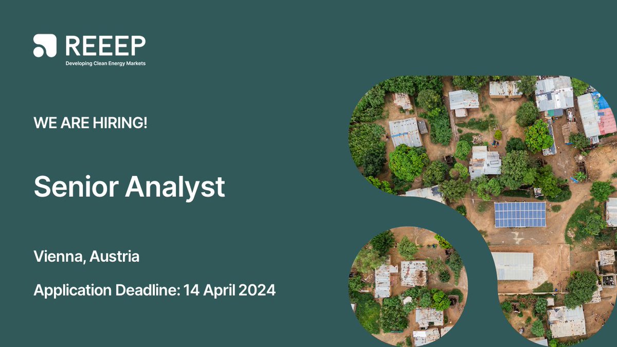 We are #hiring! REEEP is looking for a Senior Analyst to provide technical support to the implementation of the @BGFAfrica and other REEEP programmes. See the full #vacancy announcement and apply by 14 April 👉 lnkd.in/d_mvxrNq #ngojobs #greenjobs #SDG7 #offgridsolar