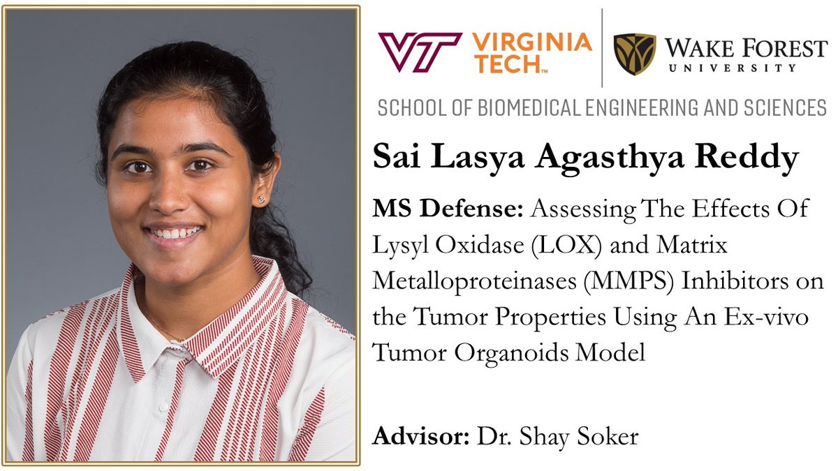 WakeBME's tweet photo. 👏Congratulations to @AgasthyaLasya on passing her MS Defense last week!🌟Shout out to your fantastic advisor Dr. Shay Soker for guiding &amp; supporting you along the way. May your future endeavors be filled with continued success, fulfillment, &amp; innovation!🔬🎉 @WFIRMnews #SBESGrad https://t.co/WGhyAdvLIH