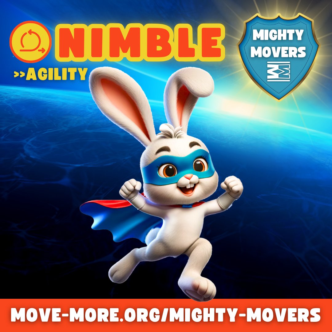 1/4 Meet NIMBLE! Our #MightyMovers ambassador of AGILITY, one of the four A,B,C'S building blocks of our new early years physical activity programme for 2-4 years in #Cheltenham & #Tewkesbury Find out more >> move-more.org/mighty-movers
