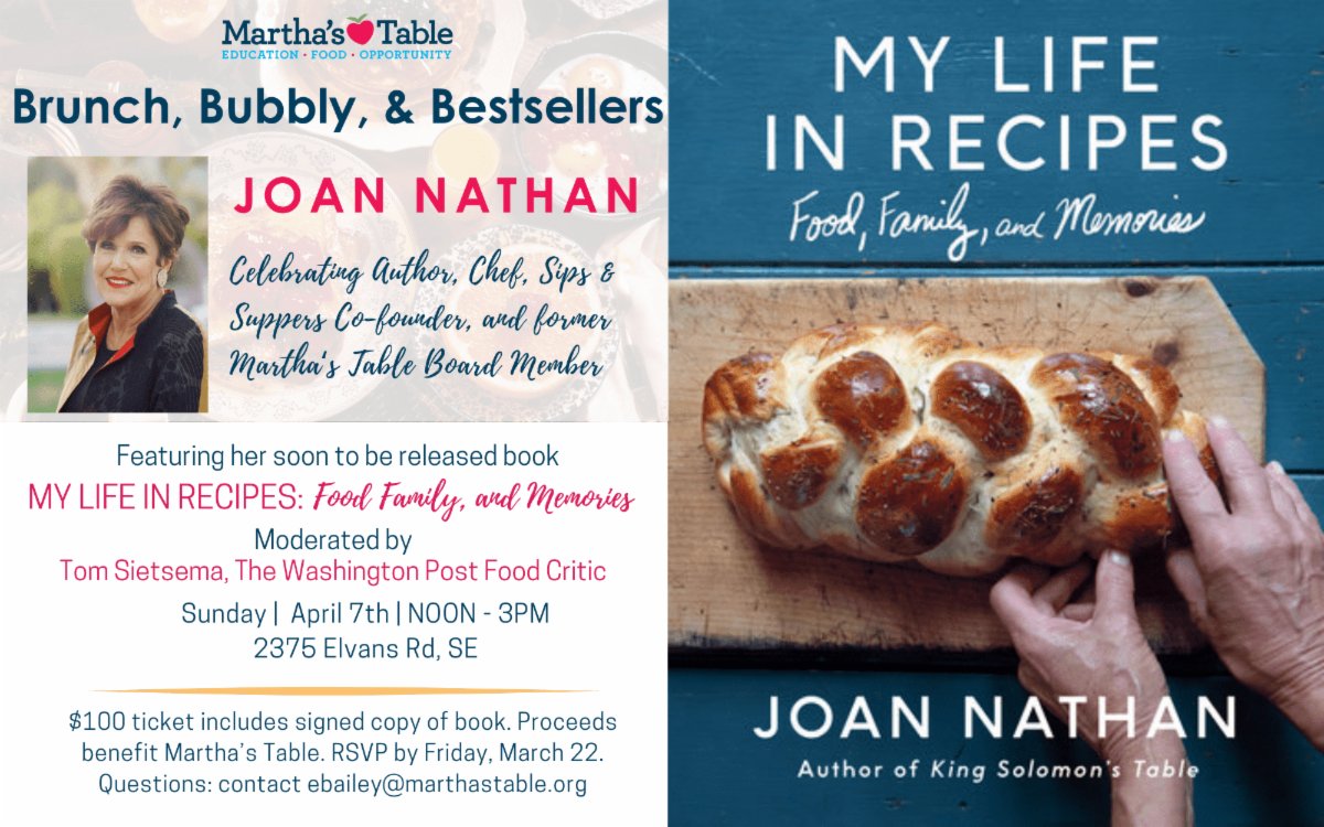 Join us for a day of culinary excellence and committed community service with the upcoming release of Joan Nathan's newest work, 'My Life in Recipes: Food, Family, and Memories.' Meet us this Sunday, April 7, at The Commons.❣️ Purchase tickets today! bit.ly/3TYQRdu