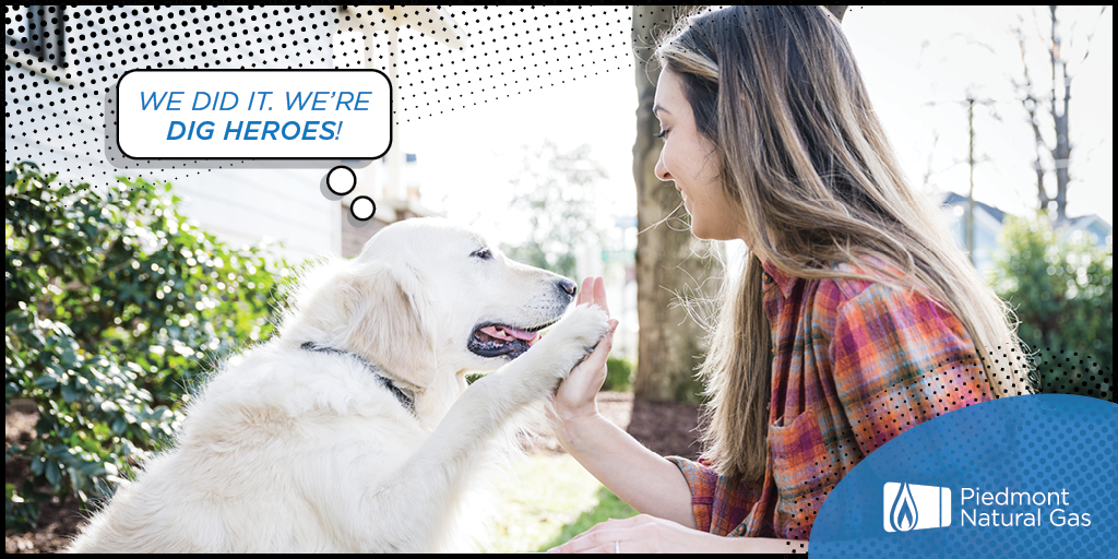 April is #SafeDiggingMonth, and we're encouraging you (and your 🐶) to be a dig hero and #Call811, the national call-before-you-dig phone number, before any digging projects. More at spr.ly/6014ZQZ7y