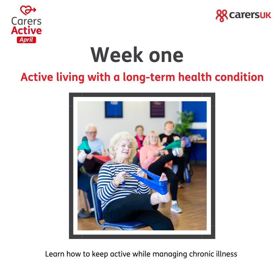 The first week of #CarersActiveApril is about being active with a long-term health condition. Living with restrictions to mobility, chronic pain, or any other long term issue can make the thought of being active challenging. However, gentle exercise has benefits for all. ⤵️