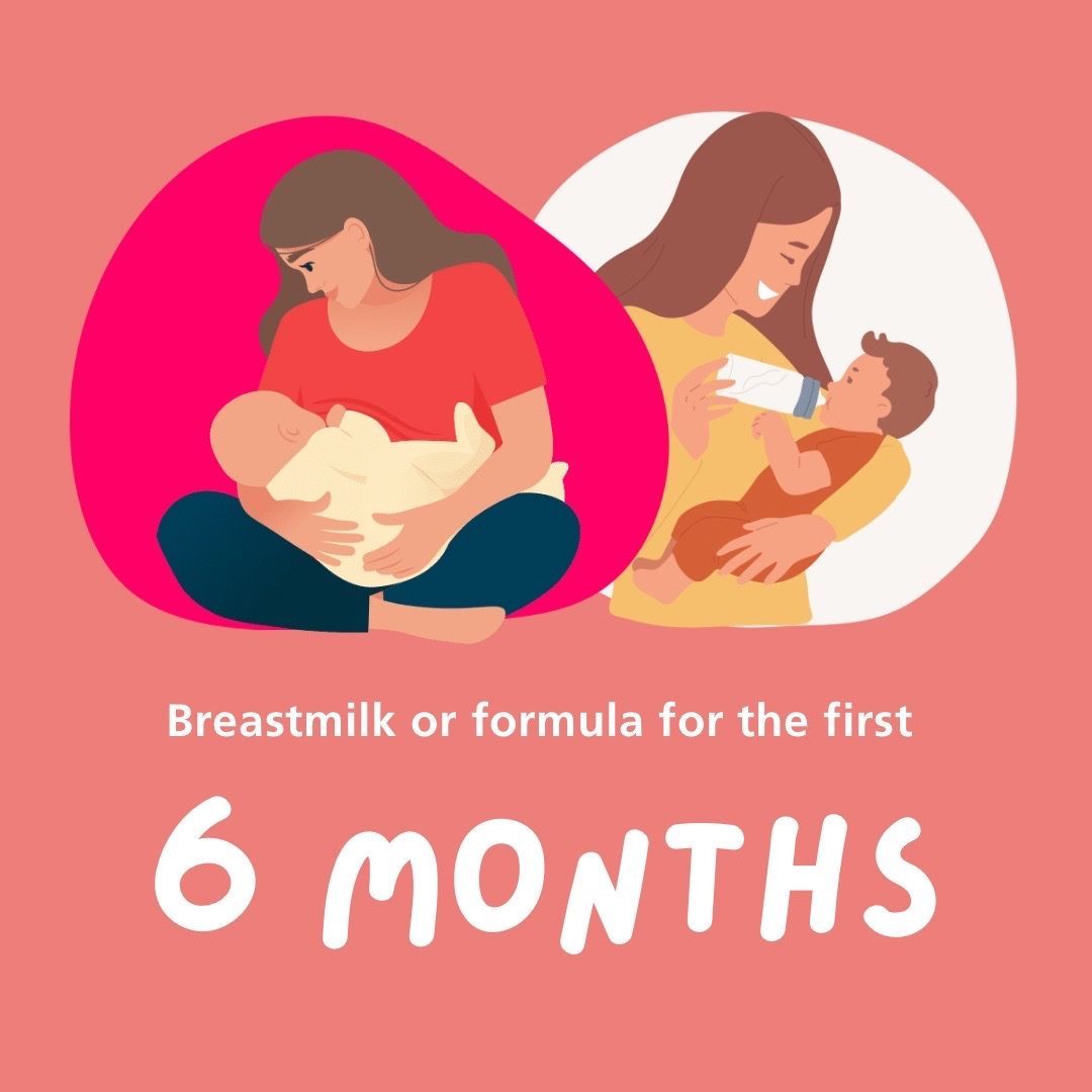 Babies need only breastmilk or formula for the first 6 months. If they seem hungrier after 4 months, be aware that giving them solids this early won't help them to sleep better & it’s advisable to give more milk feeds until your child is developmentally ready at around 6 months.