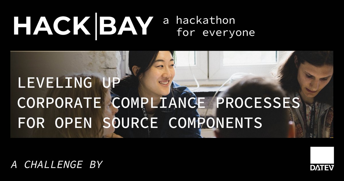 Check our 2nd HACK|BAY challenge by @DATEV💥 The goal is to generate a solution that helps the dev team run through compliance and security checks more efficiently to ensure that open source software is fully reviewed and approved before an installation. hackbay.de