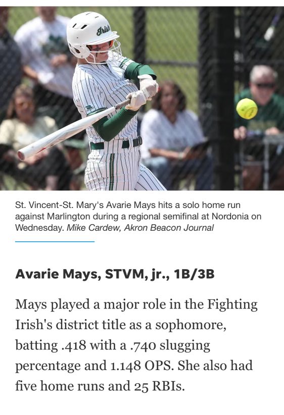 Proud to be recognized as a top 15 player by Akron Beacon Journal ! <a href="/AkronBeacon/">Akron Beacon Journal</a> <a href="/STVM_Softball/">St. Vincent-St. Mary Softball</a> <a href="/STVMAthletics/">STVM Athletics</a> <a href="/OhioLasersGray/">Ohio Lasers Gray 07</a>