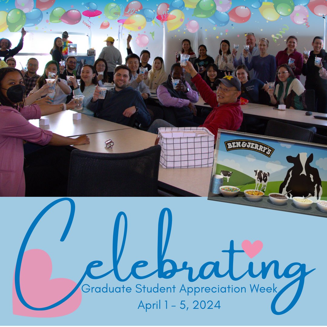 With surprise guests Ben & Jerry, CDB is springing up Graduate Student Appreciation Week with an ice cream toast to show our grad students some sweet appreciation. #graduatestudentappreciationweek #thankagradstudent