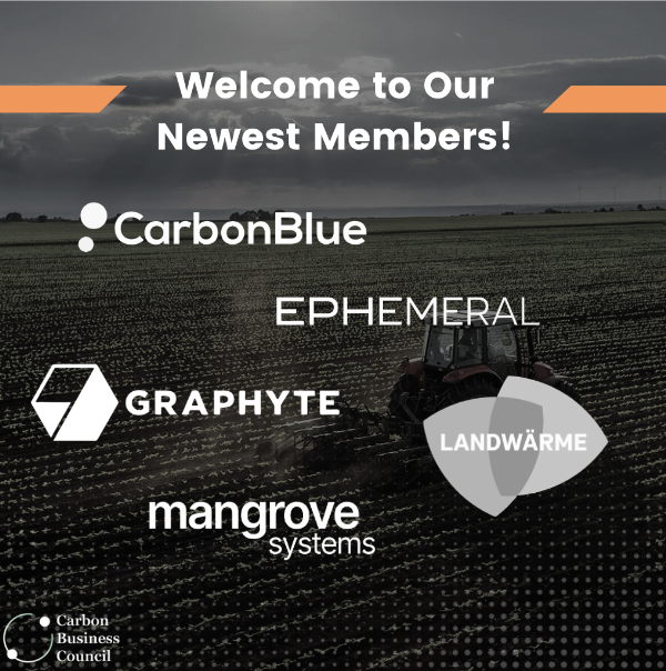 We’re thrilled to welcome our newest members, @CarbonBlue_cc, @EphemeralCarbon, @CarbonCasting, @Landwaerme, and @mangrovecarbon. We look forward to upcoming collaborations with you as we #RestoreTheEarth. carbonbusinesscouncil.org/members
