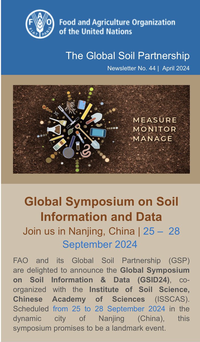 Save the date‼️  fao.org/global-soil-pa…
#centennialoftheiuss #insoilwetrust #bringingforwardsoilscience #soilpartnerday #globalsoilpartnership #FAO