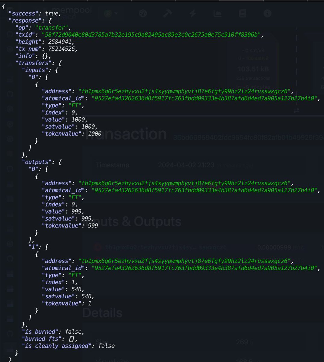 AM_shadow__'s tweet image. 这样你们有信心了吗？测试网上第一个被拆分的价值为1的atom以及合并。