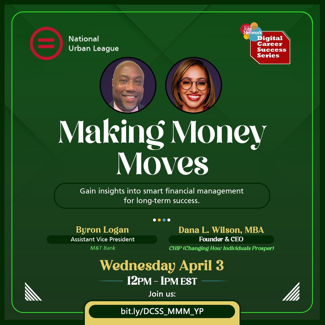 🚀💼 Join us for another empowering session of our Digital Career Success Series (DCSS)! 💸✨ Mark your calendars for April 3rd at 12PM-1PM EST! Don't miss out on valuable insights and strategies to elevate your career journey. See you there! #DCSS #CareerSuccess #YPMoneyMoves