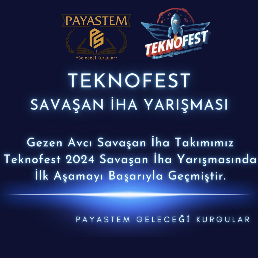 Teknofest 2024 Savaşan İha Yarışmasında '' Gezen Avcı Savaşan İha Takımımız'' ilk aşamayı başarıyla geçmiştir. Öğrencilerimizi tebrik ediyor kritik tasarım raporu başarı haberini heyecanla bekliyoruz. #Teknofest #SavaşanİHA #Yarışma #İnovasyon #Havacılık