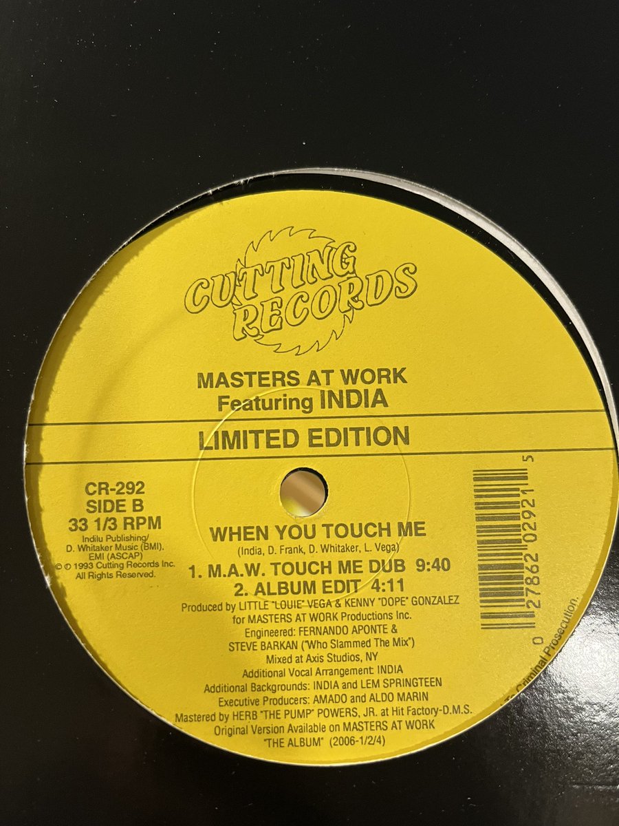 Masters At Work feat. India – When You Touch Me (M.A.W. Remix) [Cutting Records 1993] basic-soul.co.uk #soul #electronic #deephouse #vinyl #basicsoul #radioshow #radio #podcast #leeds