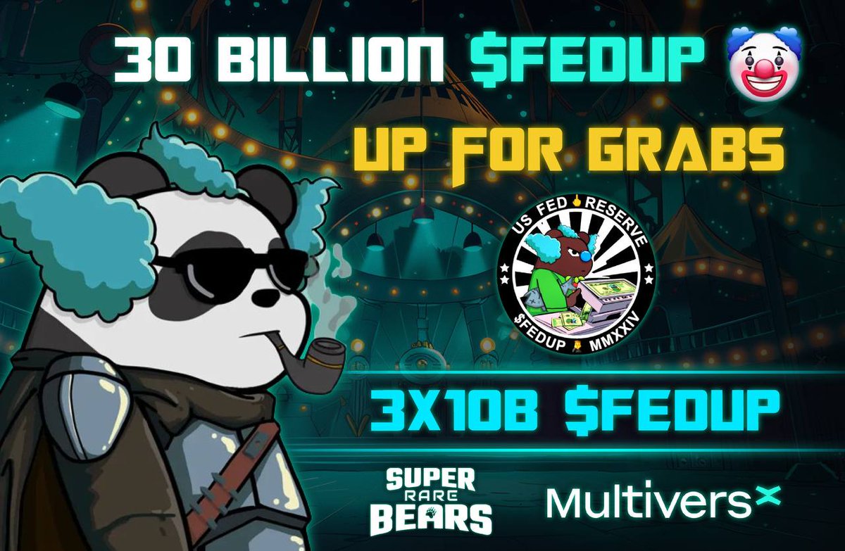 🤡 $FEDUP is coming to #MultiversX These clowns are naughty and just like throwing 💰 away. Cue #GIVEAWAY 🎁X3 10 BILLION $FEDUP ✅Follow @Fedup_clown ✅Like&RT ✅Tag 3 friends #MemeSeason steps up a notch with the arrival of these clowns from #Solana 🎪 By @SuperRare_Bears