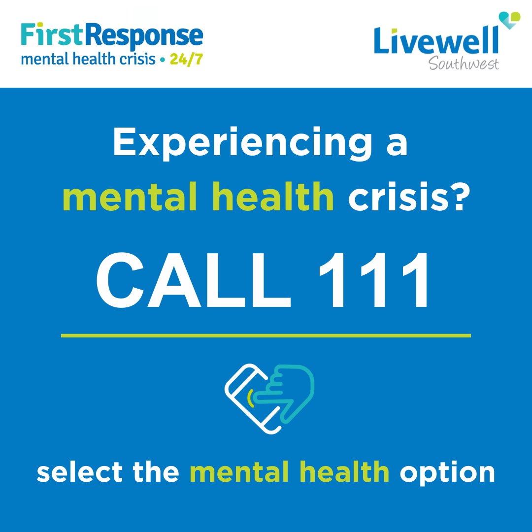 There is now a single phone number if you or a loved one ever need urgent support in a mental health crisis📱 livewellsouthwest.co.uk/news/2024/03/2… #NHS111 #MentalHealth