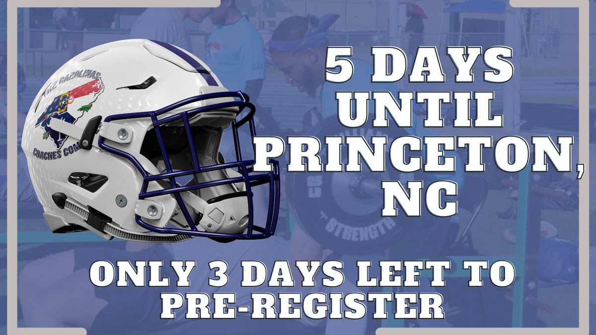 Princeton Combine Location in ONLY 5 DAYS- Sunday, April 7th ....3 Days until Pre-Registrations closes Thursday, April 5th @NCCoachesAssn @ncFBcoaches @Dawgsports1 @CoachJPGunter @JohnsonLambe @CoachNewsome_42