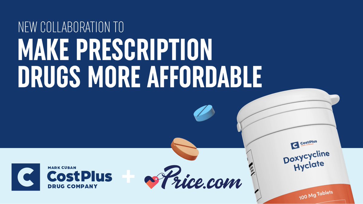 Price.com (@getpriceapp) on Twitter photo We are excited to announce our collaboration with <a href="/markcuban/">Mark Cuban</a>'s <a href="/costplusdrugs/">Mark Cuban Cost Plus Drug Company</a> to make prescription drugs more affordable and accessible.
prnewswire.com/news-releases/… We are excited to announce our collaboration with <a href="/markcuban/">Mark Cuban</a>'s <a href="/costplusdrugs/">Mark Cuban Cost Plus Drug Company</a> to make prescription drugs more affordable and accessible.
prnewswire.com/news-releases/…