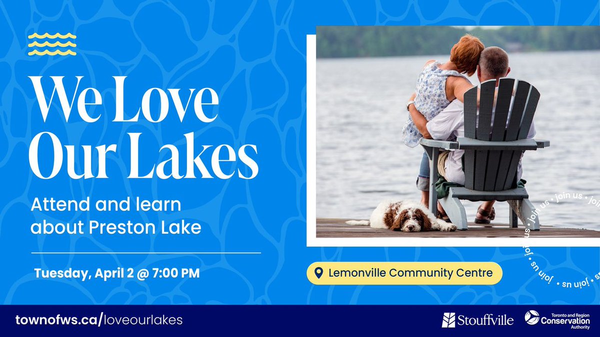 TONIGHT! Dive into Preston Lake and local kettle lakes’ health! 🌿 Join us as experts from Toronto and Region Conservation Authority share insights on pollution, invasive species, algae bloom, & more! 📅 Tues. April 2 🕔 7 pm 📍 Lemonville Community Centre townofws.ca/loveourlakes