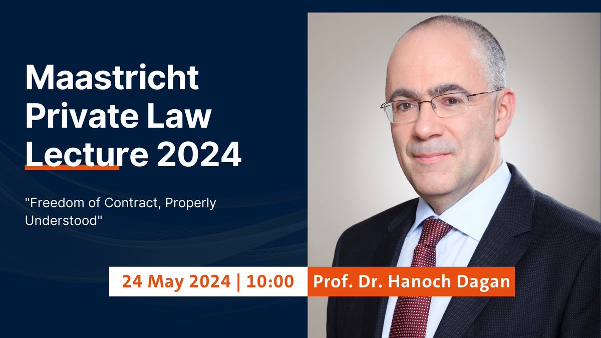 Get ready for an insightful exploration of 'Freedom of Contract, Properly Understood' at the esteemed Maastricht Private Law Lecture 2024, hosted by the renowned Maastricht Department of Private Law. More information and registration: maastrichtuniversity.nl/events/maastri…