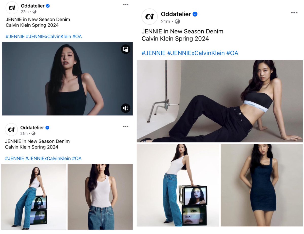 @ODDATELIER Facebook update with #JENNIE “JENNIE in New Season Denim Calvin Klein Spring 2024” #JENNIExCalvinKlein #제니 #ODDATELIER